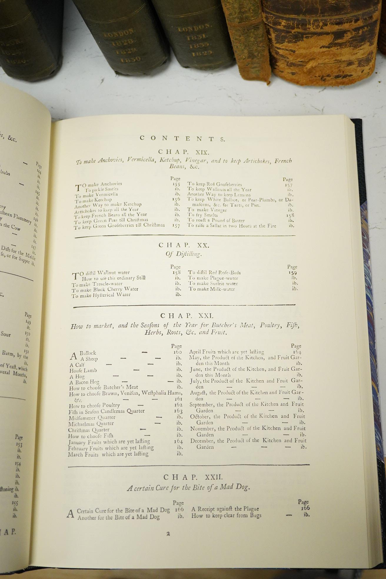 Glasse, Hannah - The Art of Cookery Made Plain and Easy ... facsimile edition. text illus.; publisher's half leather and marbled boards, gilt lettered spine, in slipcase, 4to. 1983. *includes explanatory material and sub